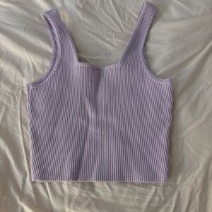 Kendall & Kylie Lavender Ribbed Crop Tank